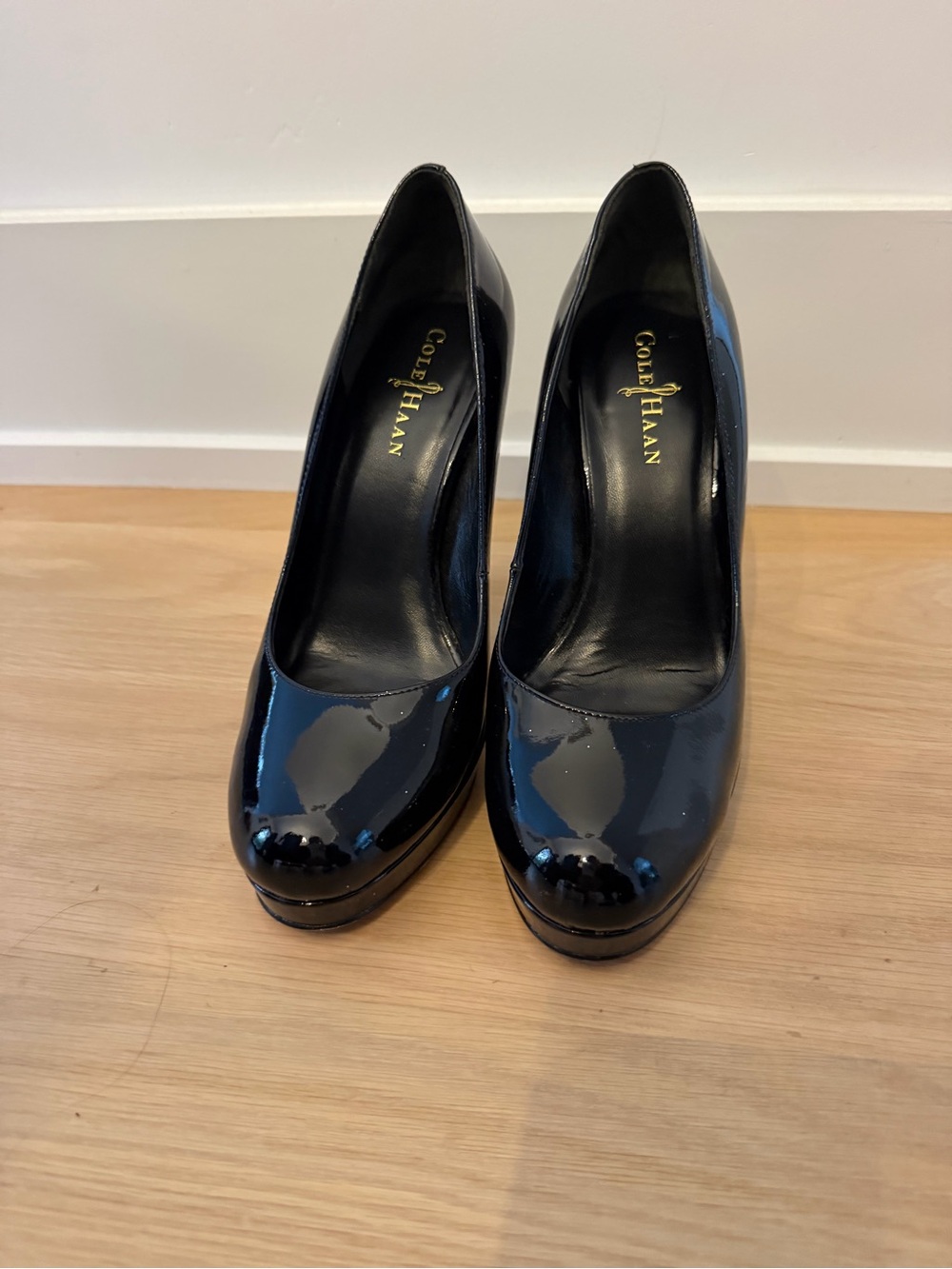 Cole Haan Black Patent Leather Platform Pumps